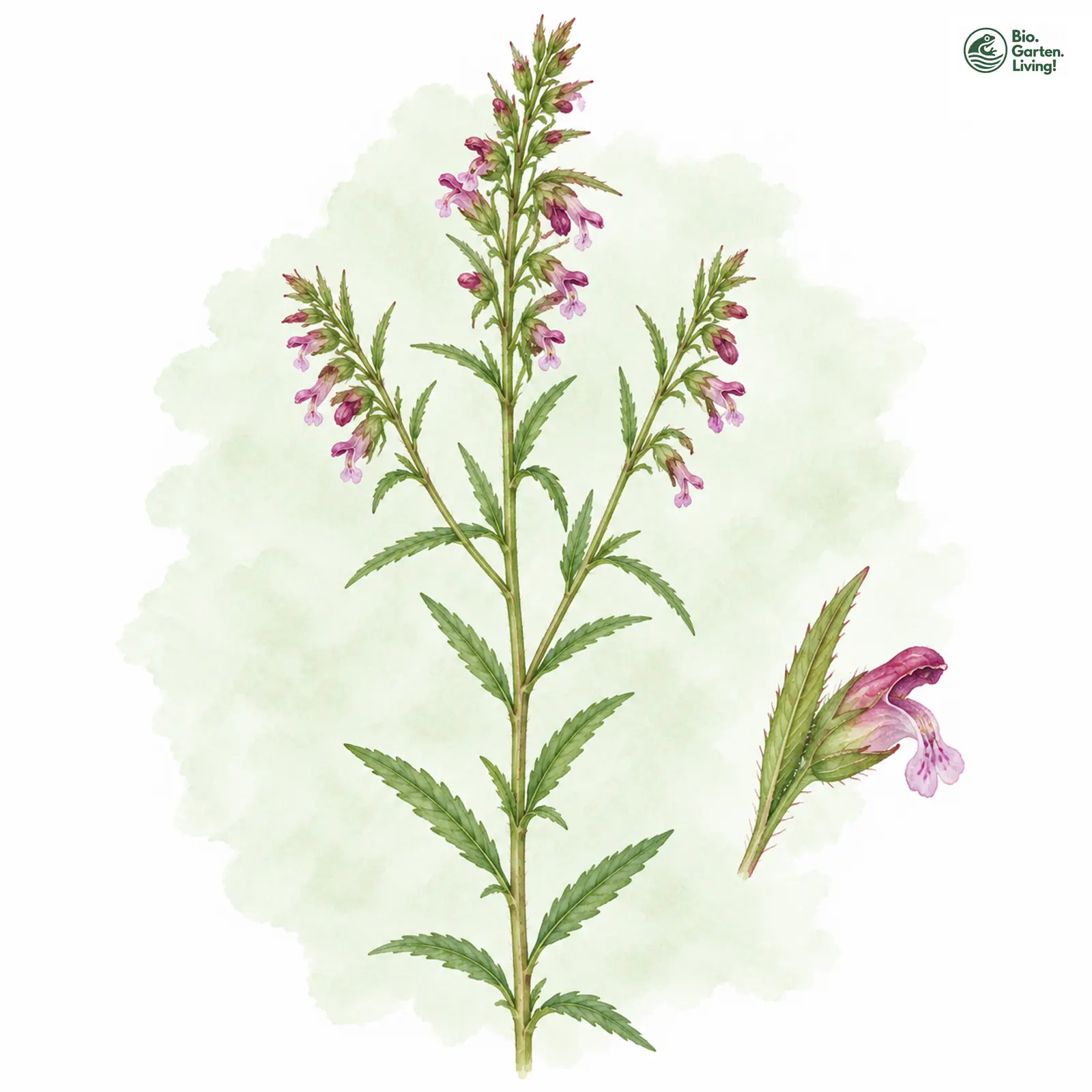 Aquarellzeichnung: Acker-Zahntrost (Odontites vernus)