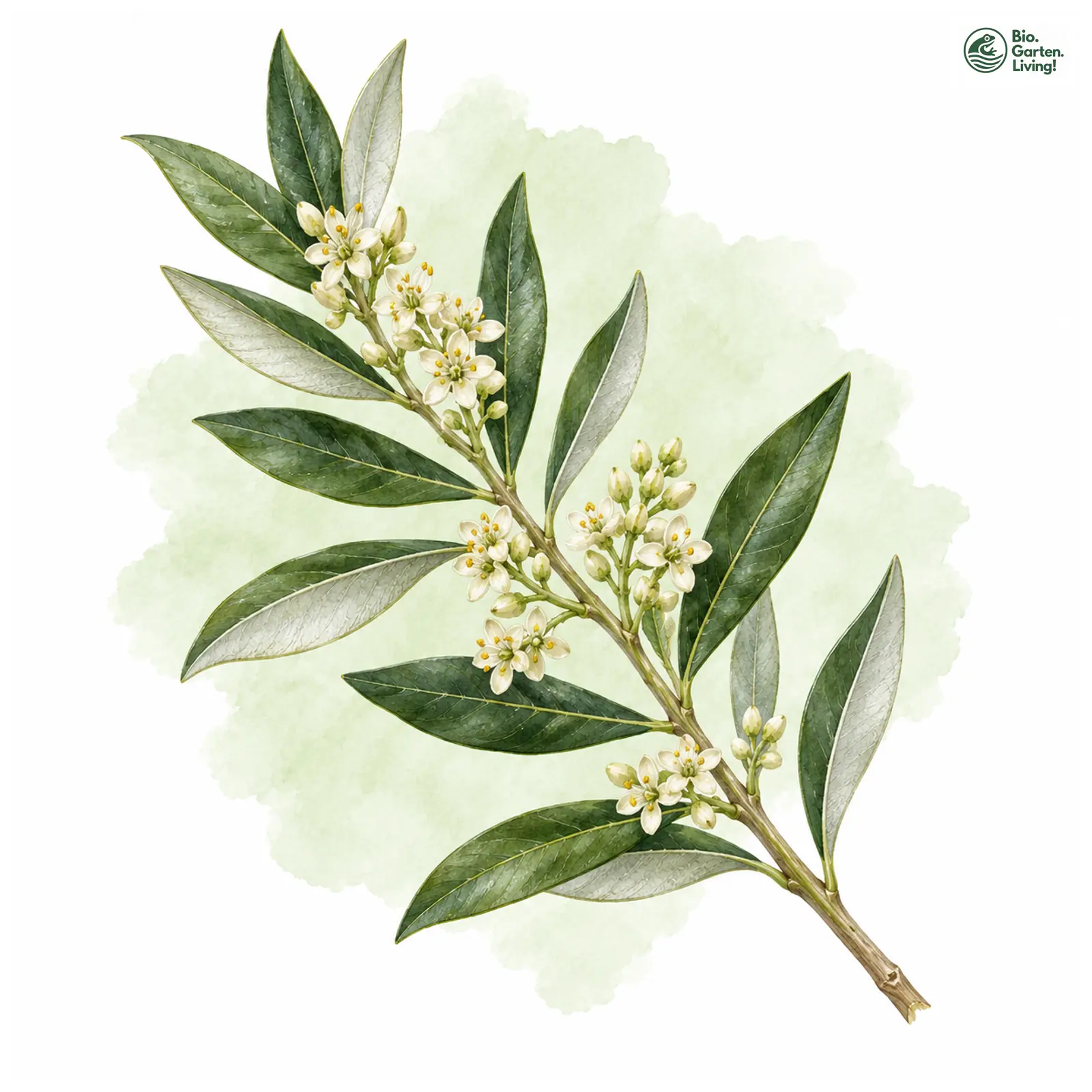 Aquarellzeichnung: Olivenbaum (Olea europaea)