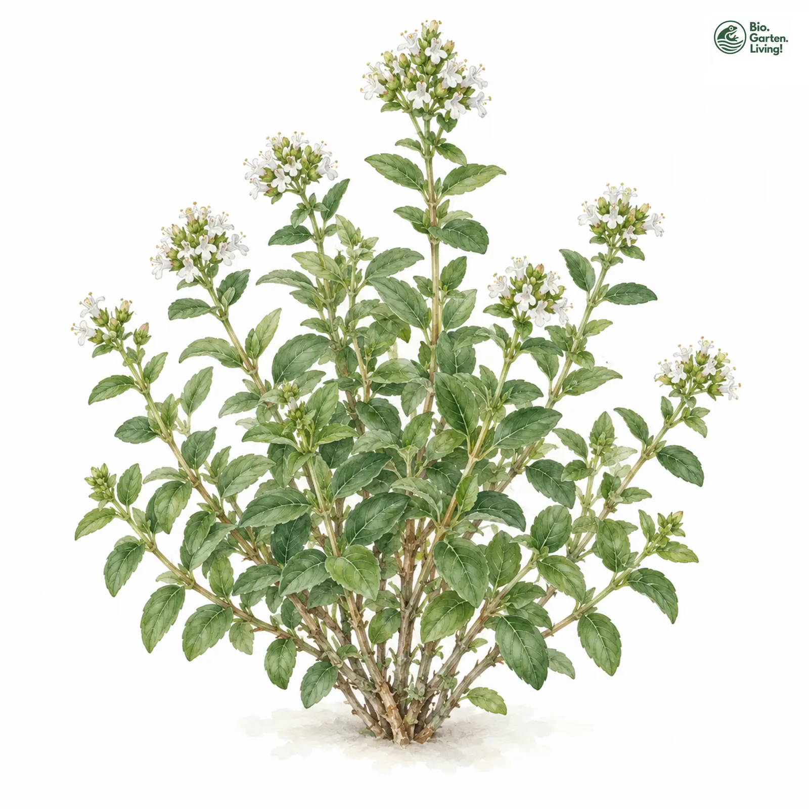 Aquarellzeichnung: Kretischer Oregano (Origanum creticum)