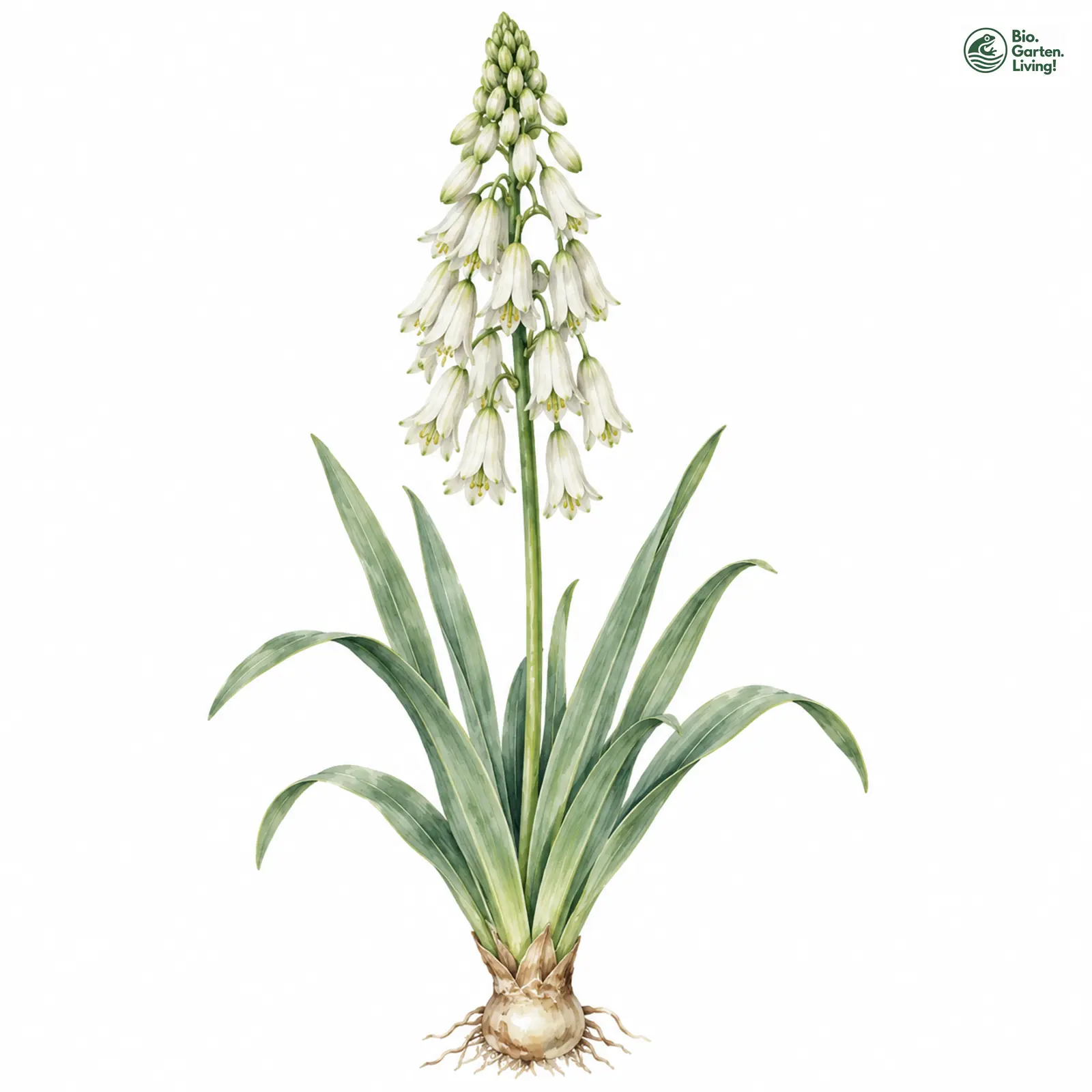 Aquarellzeichnung: Sommer-Hyazinthe (Ornithogalum candicans)