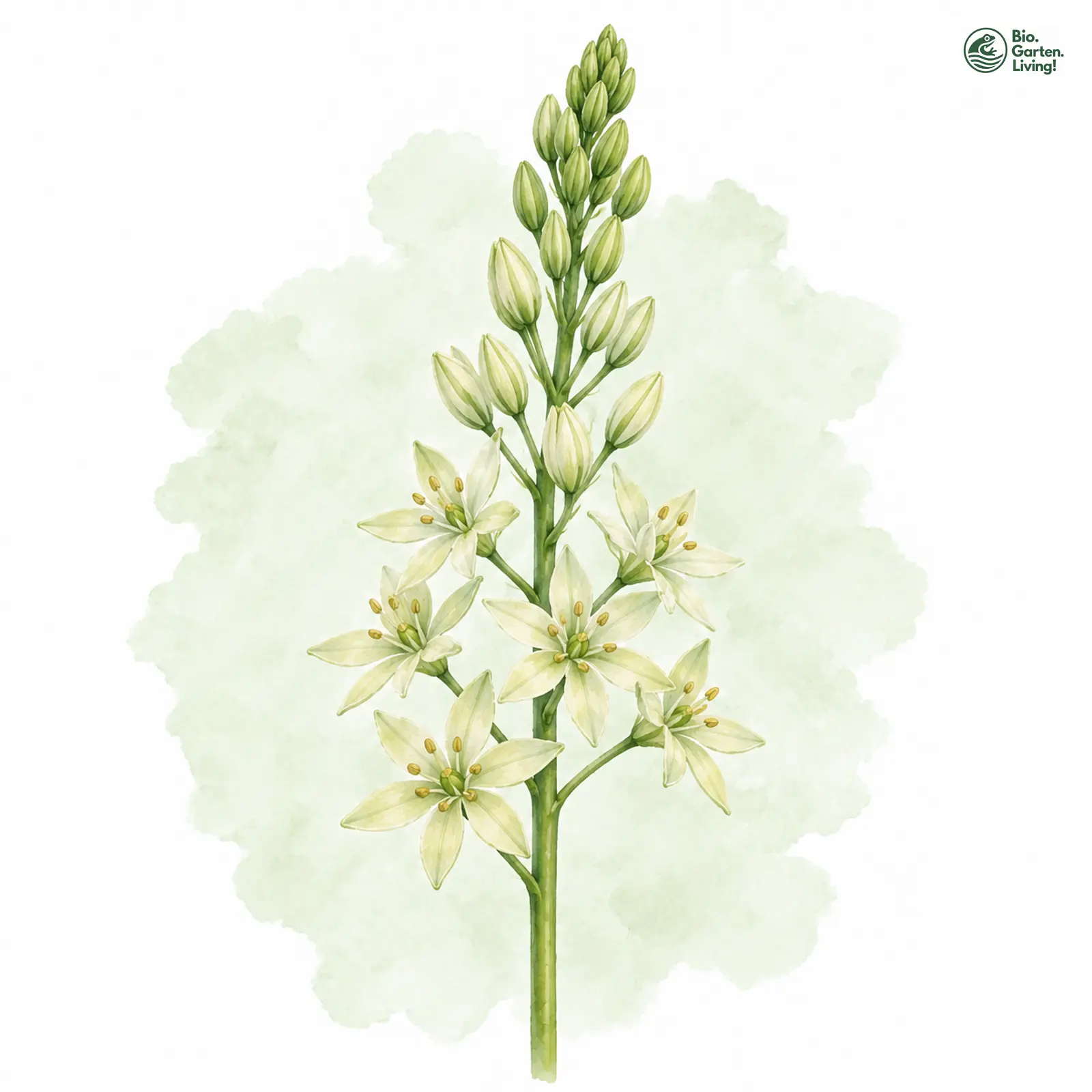 Aquarellzeichnung: Pyrenäen-Milchstern (Ornithogalum pyrenaicum (im weiteren Sinne))