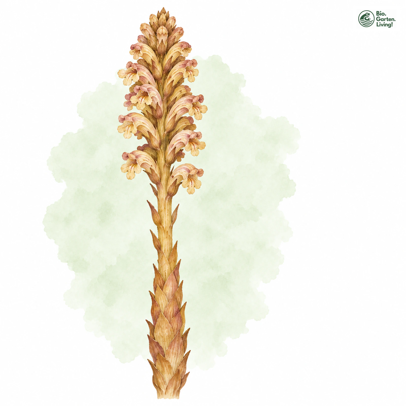 Aquarellzeichnung: Mayers Sommerwurz (Orobanche mayeri)