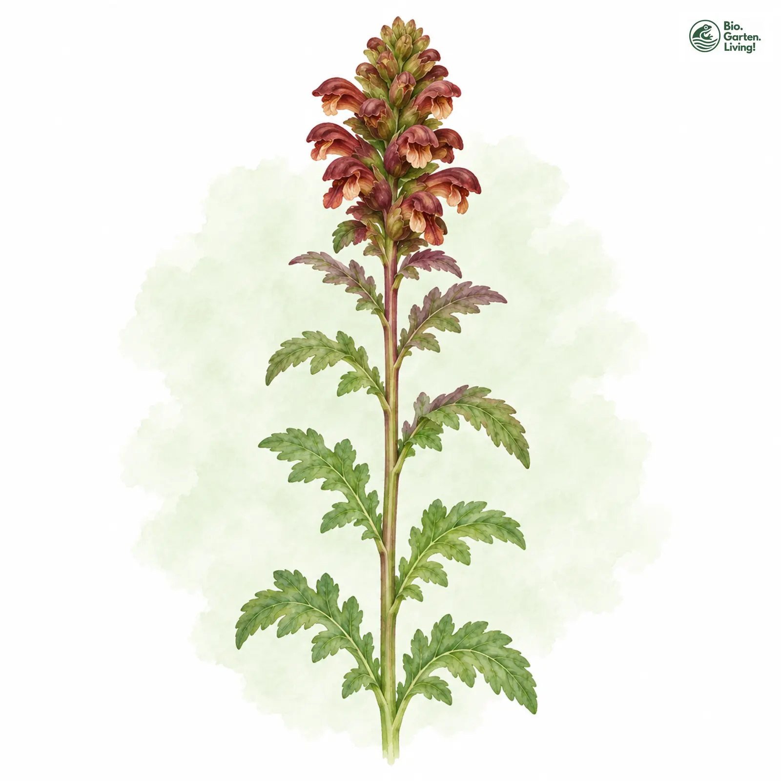 Aquarellzeichnung: Gestutztes Läusekraut (Pedicularis recutita)
