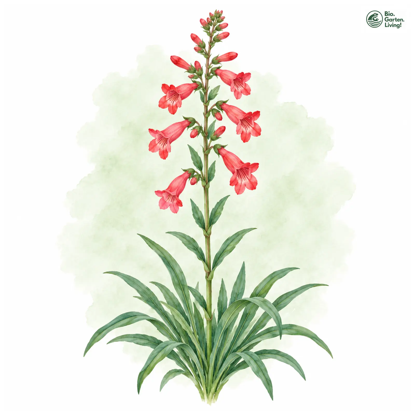 Aquarellzeichnung: Pracht-Bartfaden (Penstemon superbus)