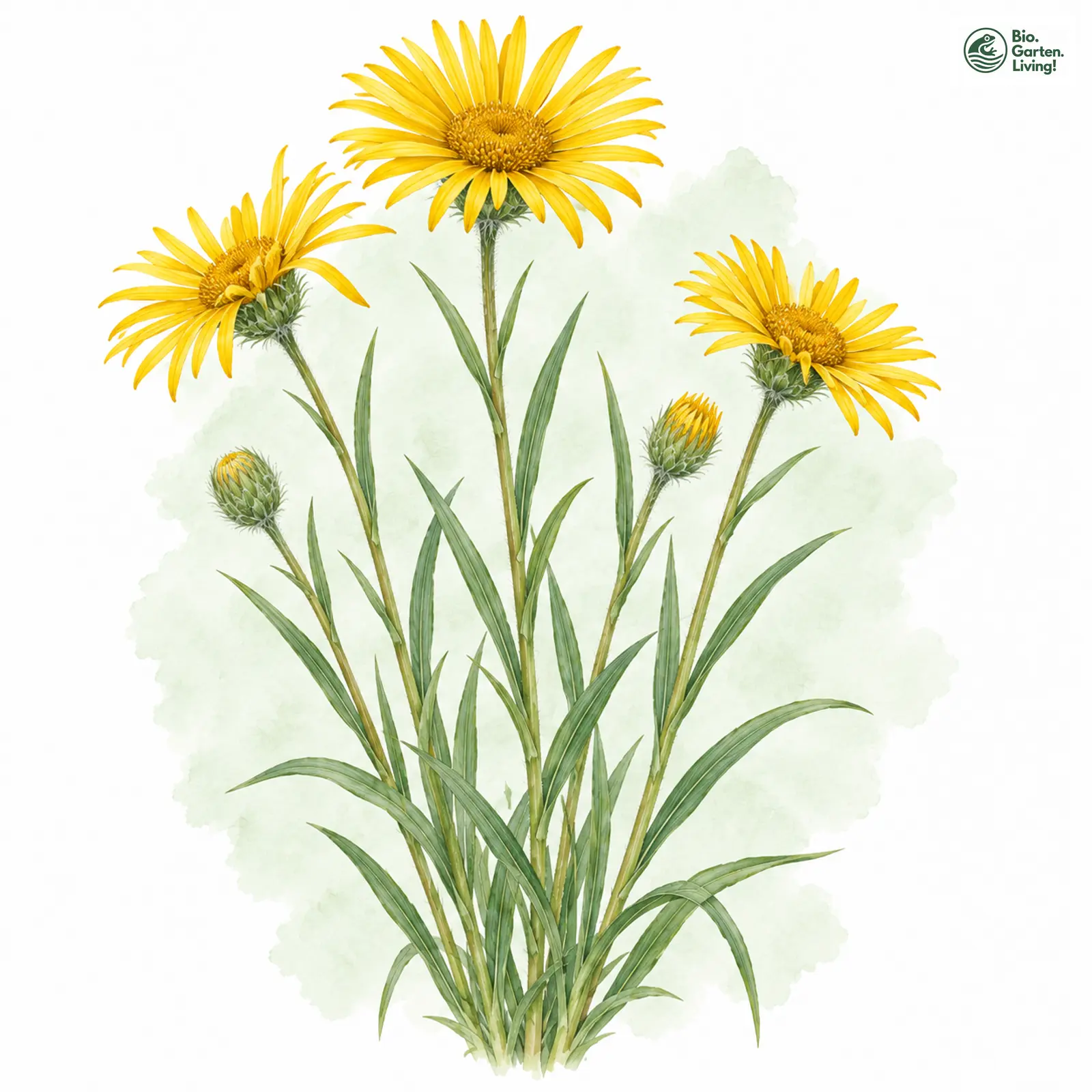 Aquarellzeichnung: Schwert-Alant (Pentanema ensifolium)