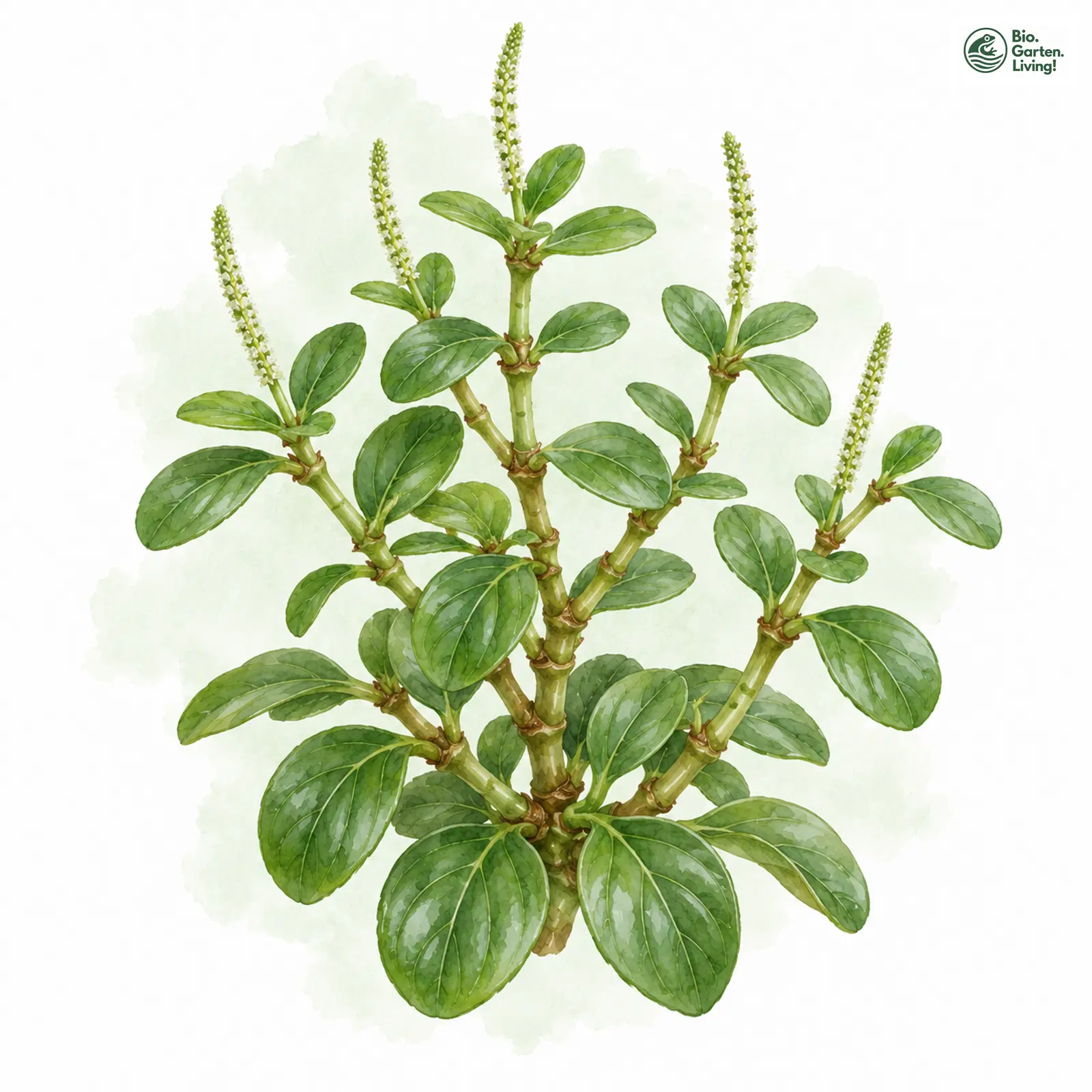 Aquarellzeichnung: Zimtpfeffer (Peperomia inaequalifolia)