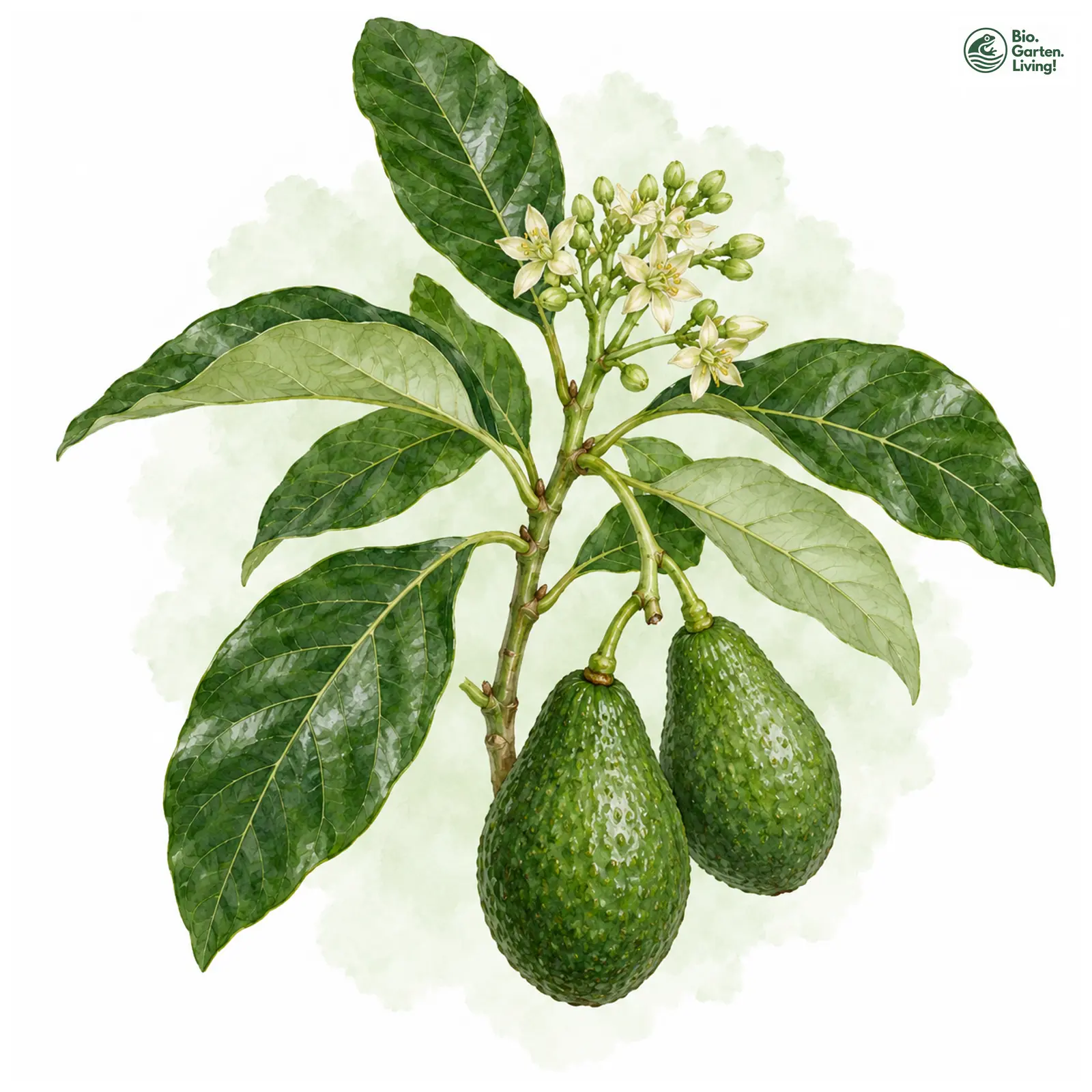 Aquarellzeichnung: Avocado (Persea americana)