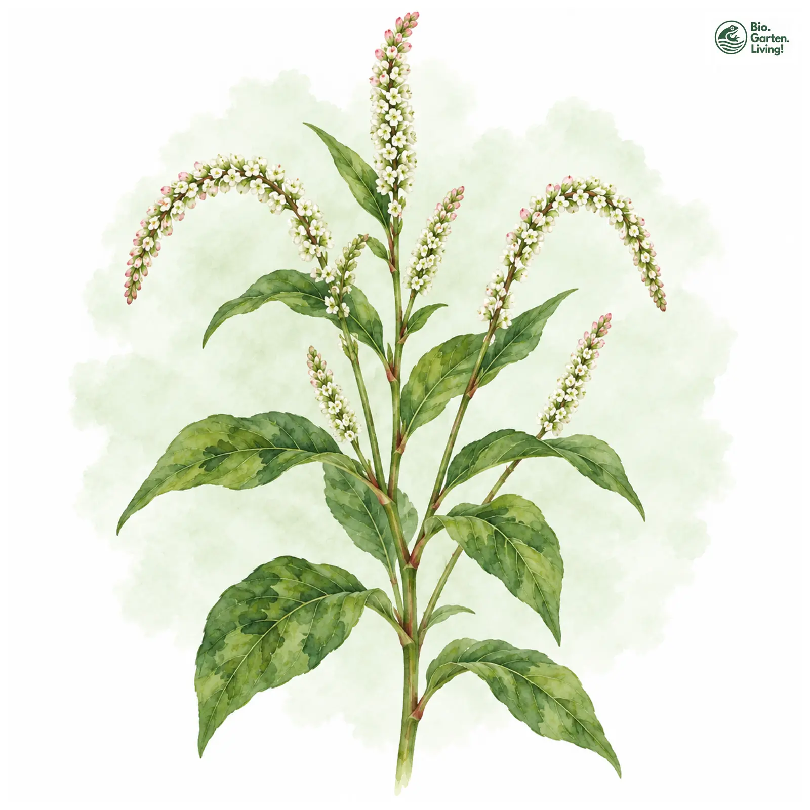 Aquarellzeichnung: Fadenförmgier Knöterich (Persicaria virginiana)