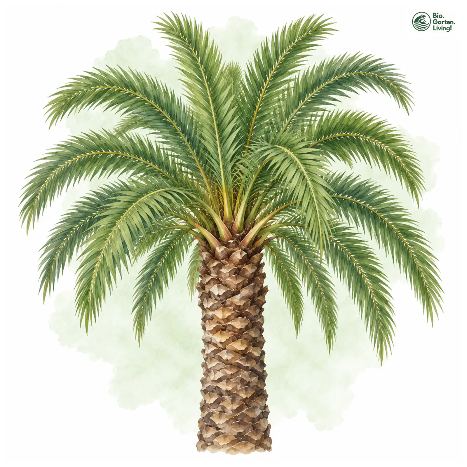 Aquarellzeichnung: Kanarische Dattelpalme (Phoenix canariensis)