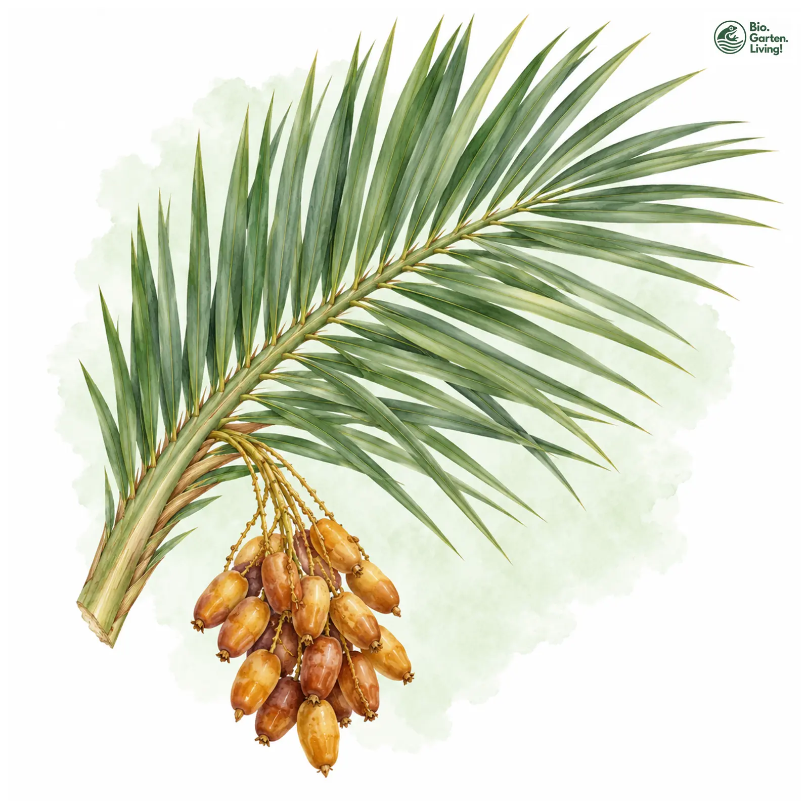 Aquarellzeichnung: Echte Dattelpalme (Phoenix dactylifera)