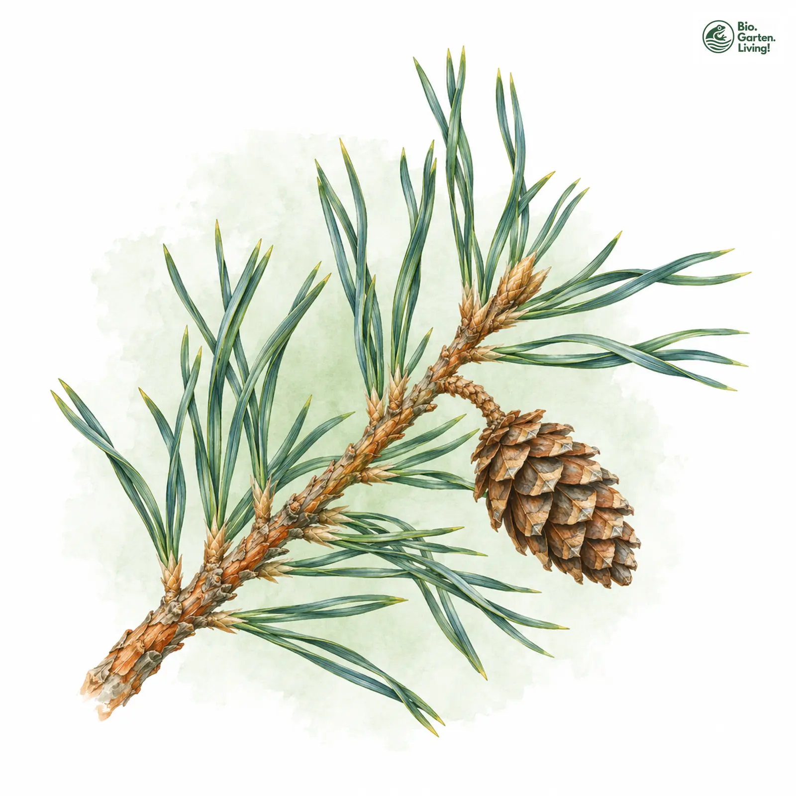 Aquarellzeichnung: Gewöhnliche Kiefer (Pinus sylvestris)