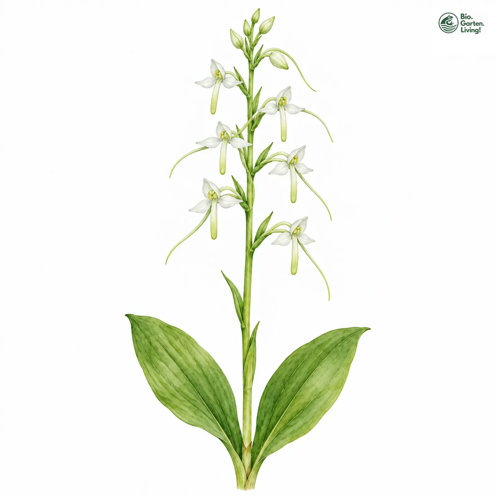Aquarellzeichnung: Weiße Waldhyazinthe (I. E. S.) (Platanthera bifolia (im engeren Sinne))