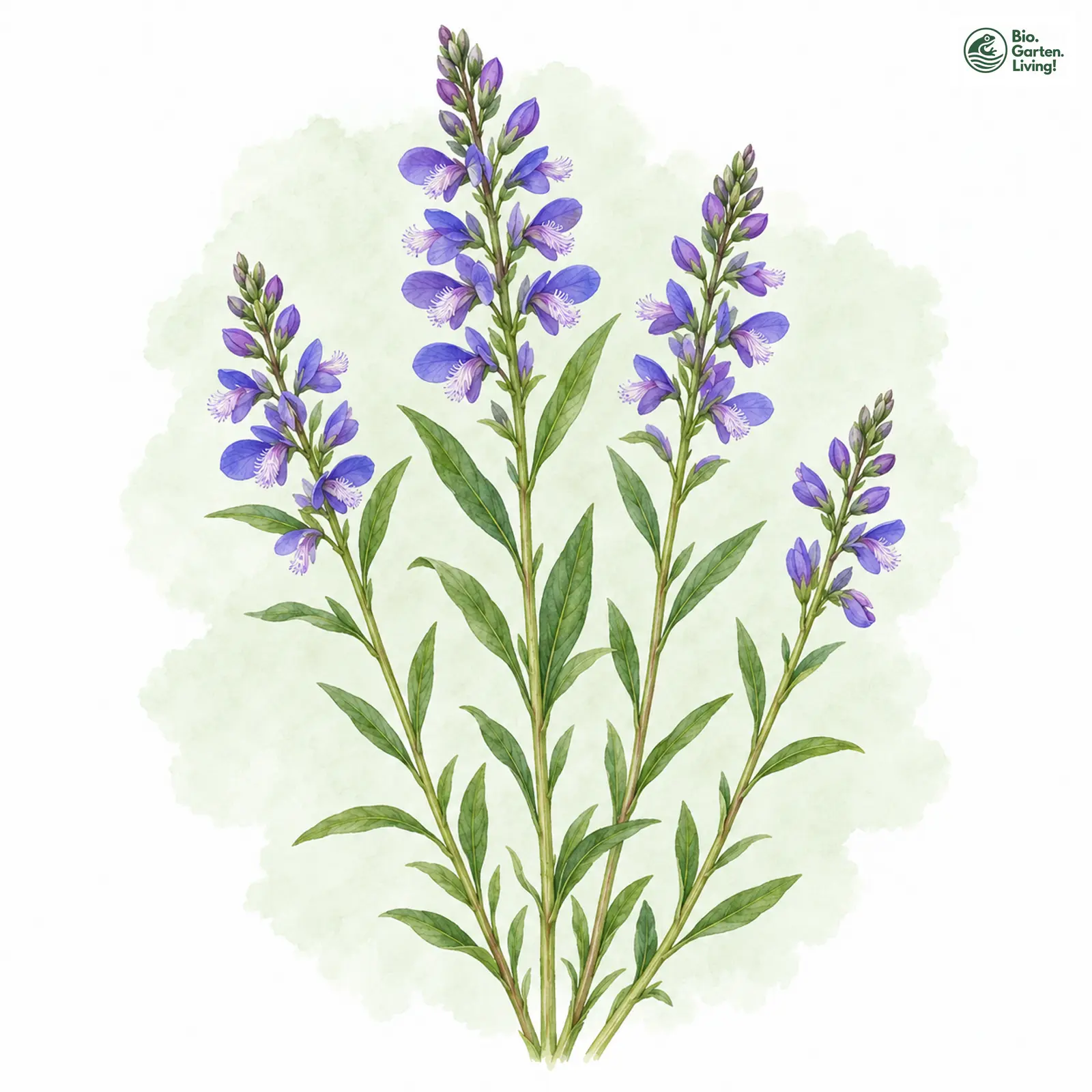 Aquarellzeichnung: Gewöhnliches Kreuzblümchen (Polygala vulgaris (im weiteren Sinne))