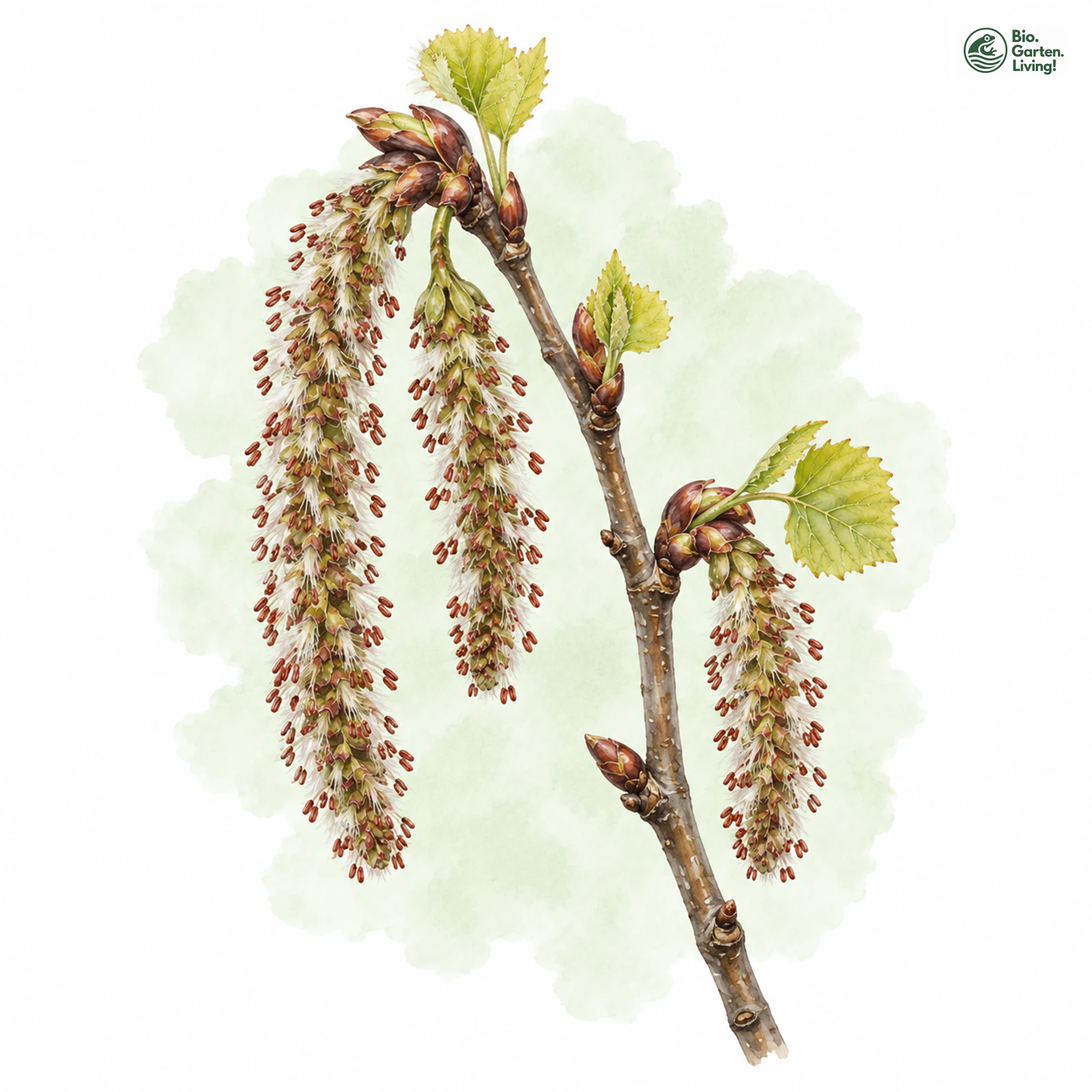 Aquarellzeichnung: Zitter-Pappel (Populus tremula)