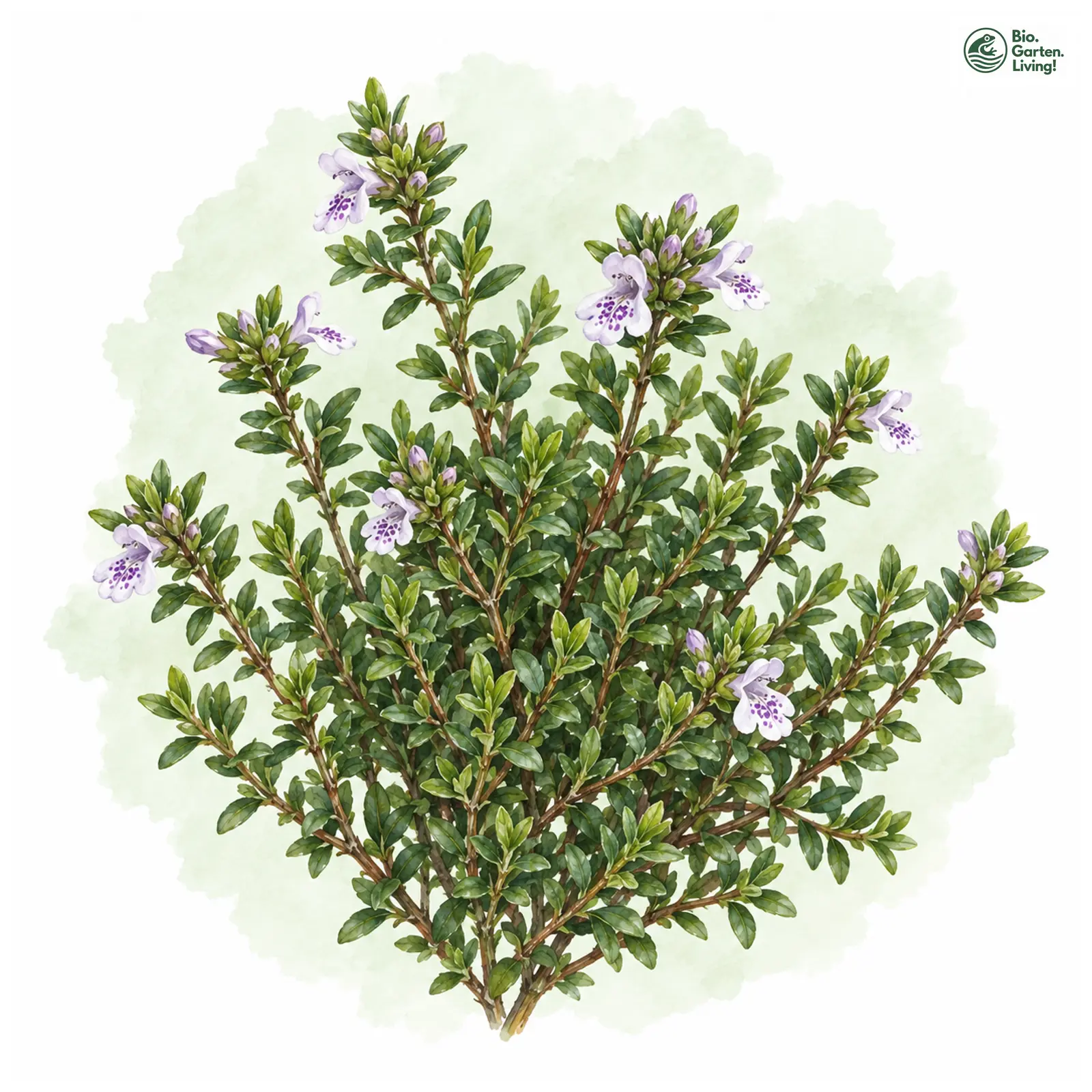 Aquarellzeichnung: Australische Strauchminze (Prostanthera cuneata)