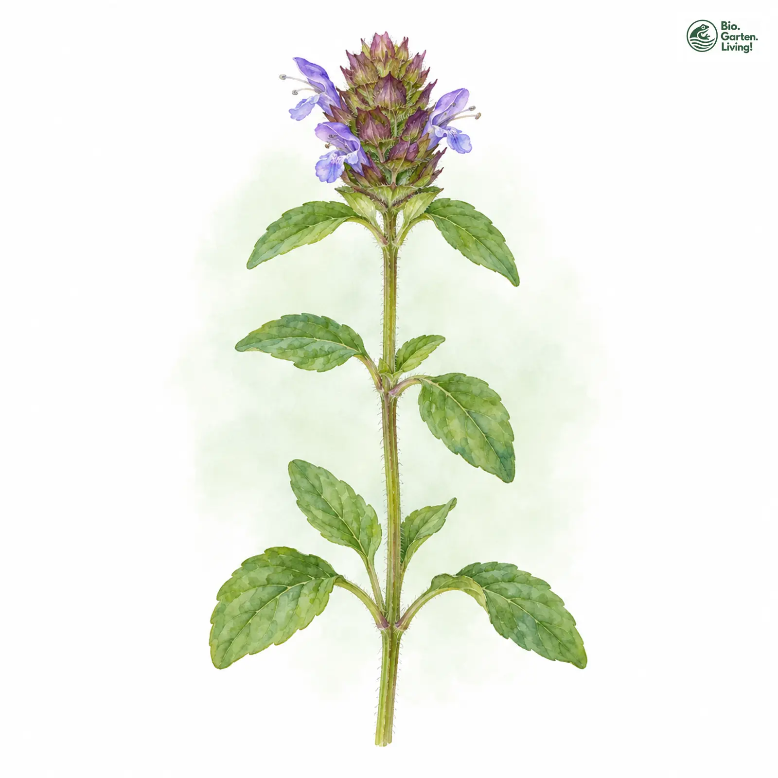 Aquarellzeichnung: Gewöhnliche Braunelle (Prunella vulgaris)