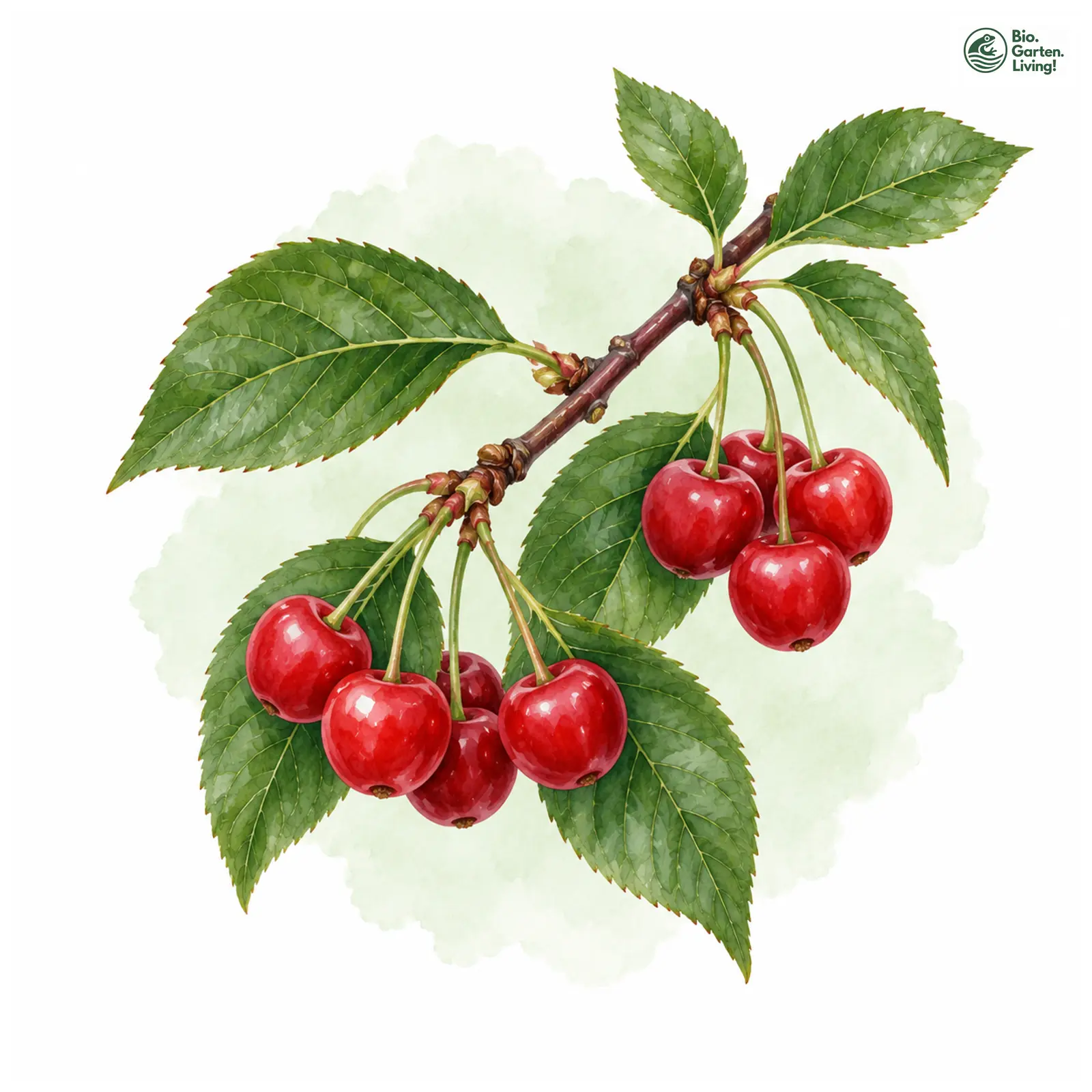 Aquarellzeichnung: Sauerkirsche (Prunus cerasus)