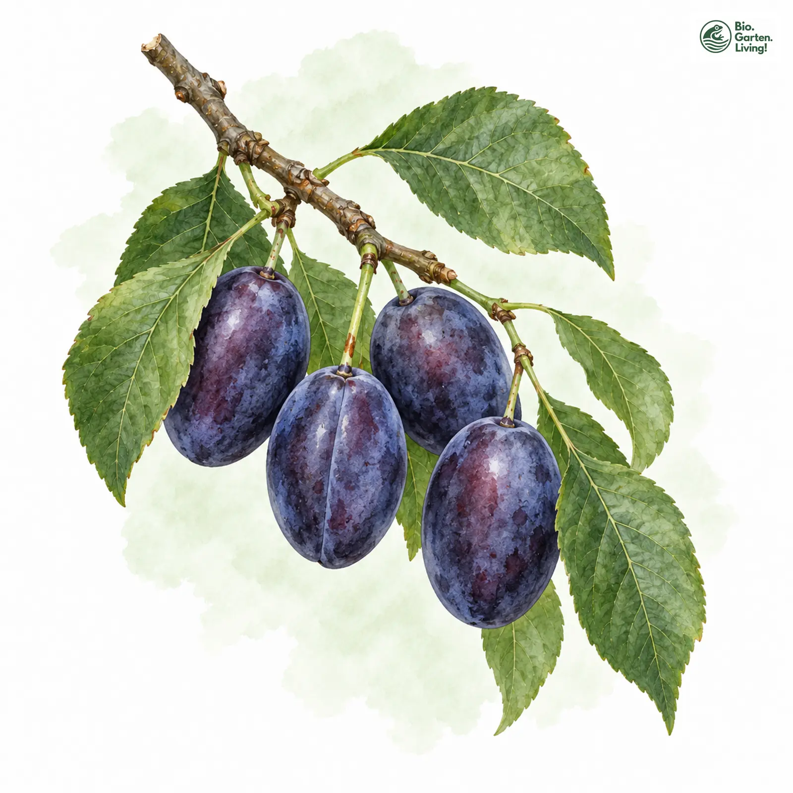 Aquarellzeichnung: Zwetschge (Prunus domestica (im weiteren Sinne))