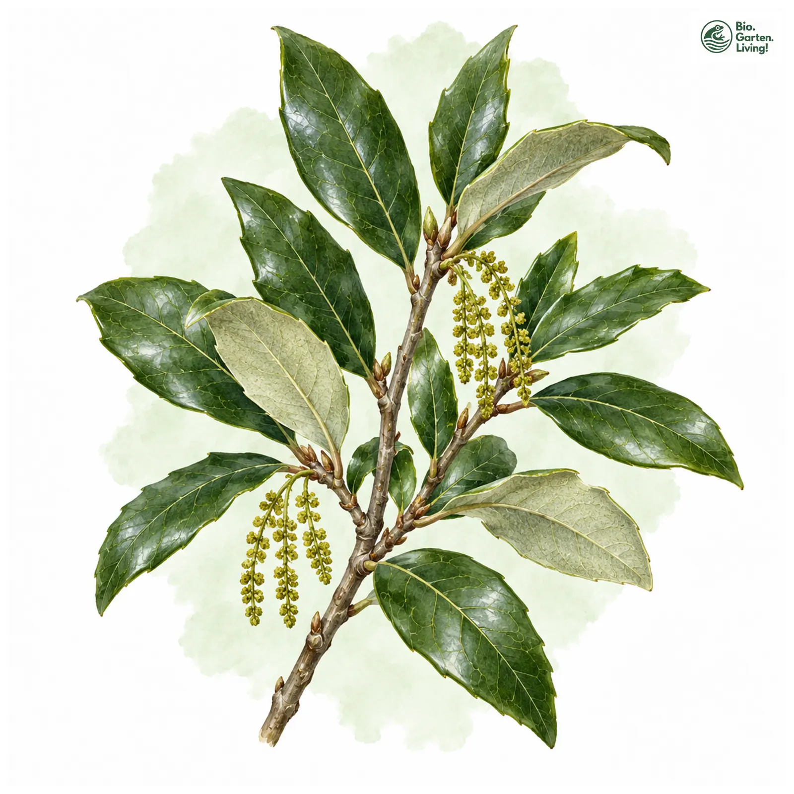 Aquarellzeichnung: Stein-Eiche (Quercus ilex)