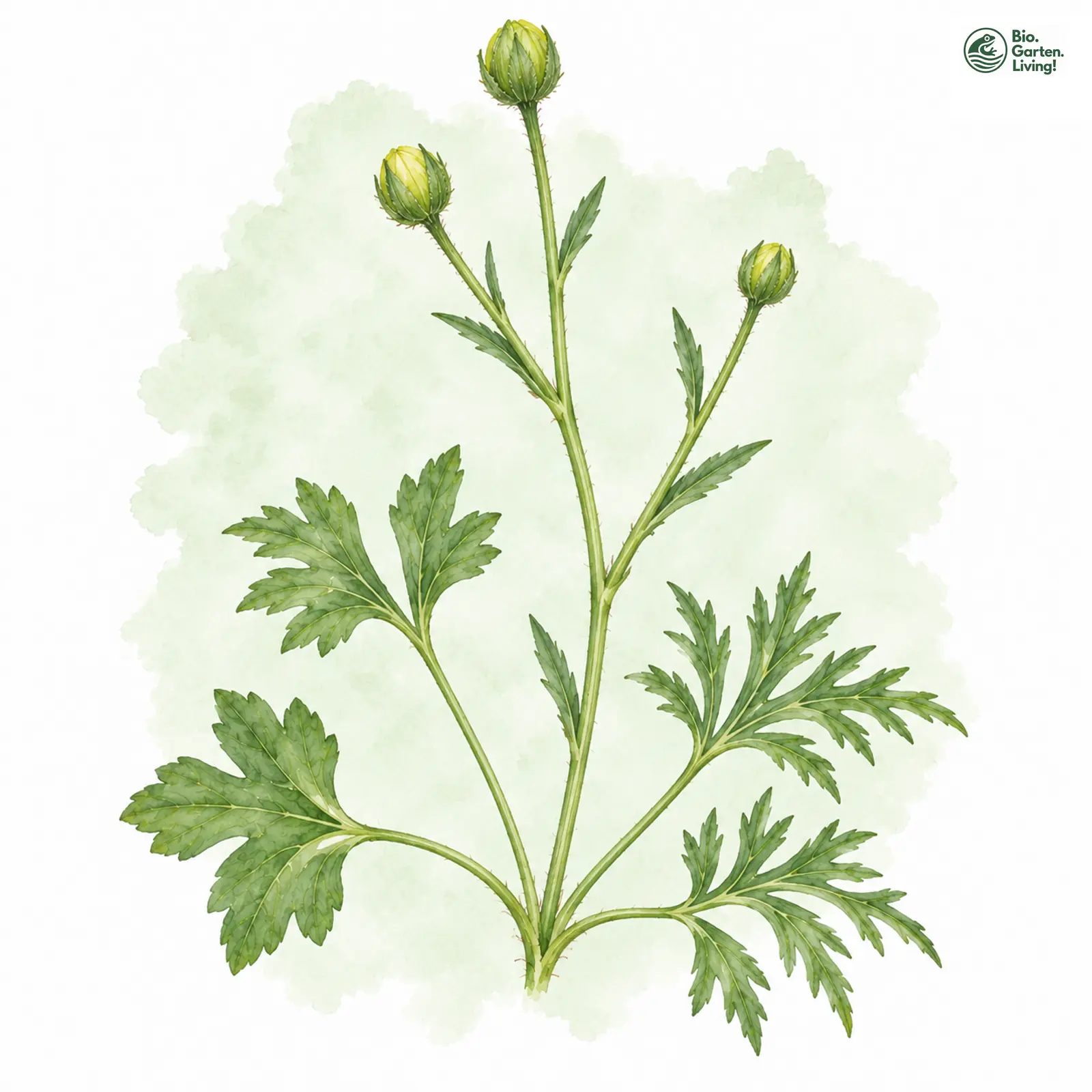 Aquarellzeichnung: Heveller-Gold-Hahnenfuß (Ranunculus hevellus)