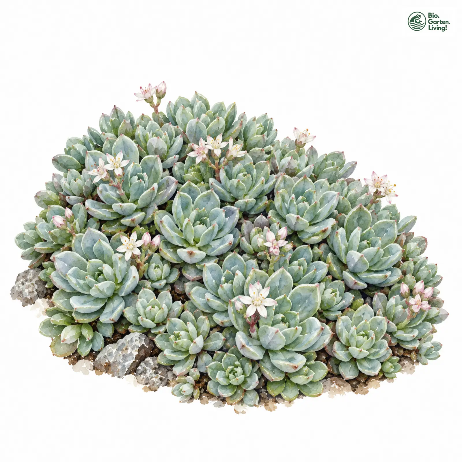 Aquarellzeichnung: Dickrosettiges Fettblatt (Rhodiola pachyclados)