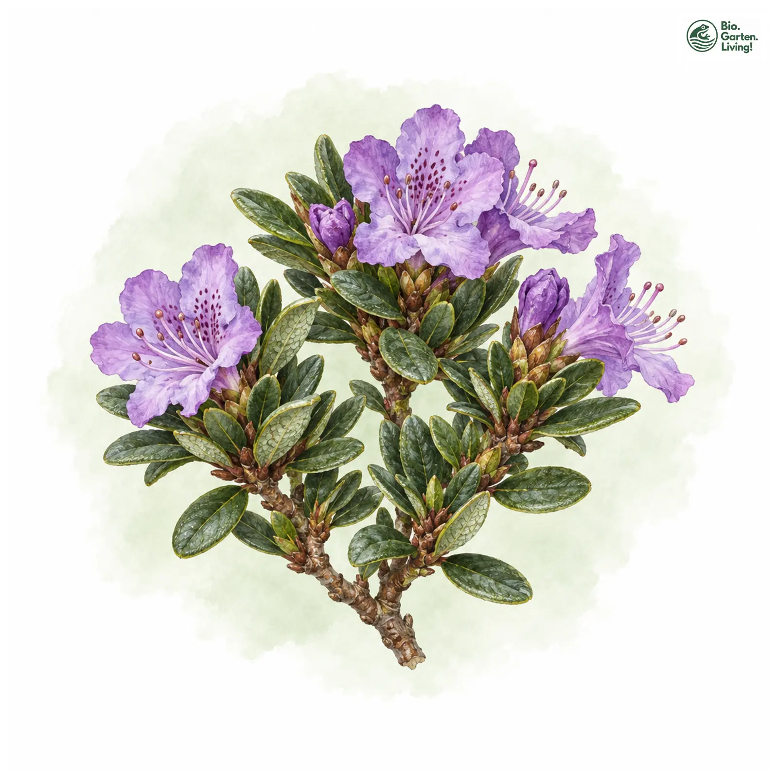Aquarellzeichnung: Rhododendron impeditum (Rhododendron impeditum)