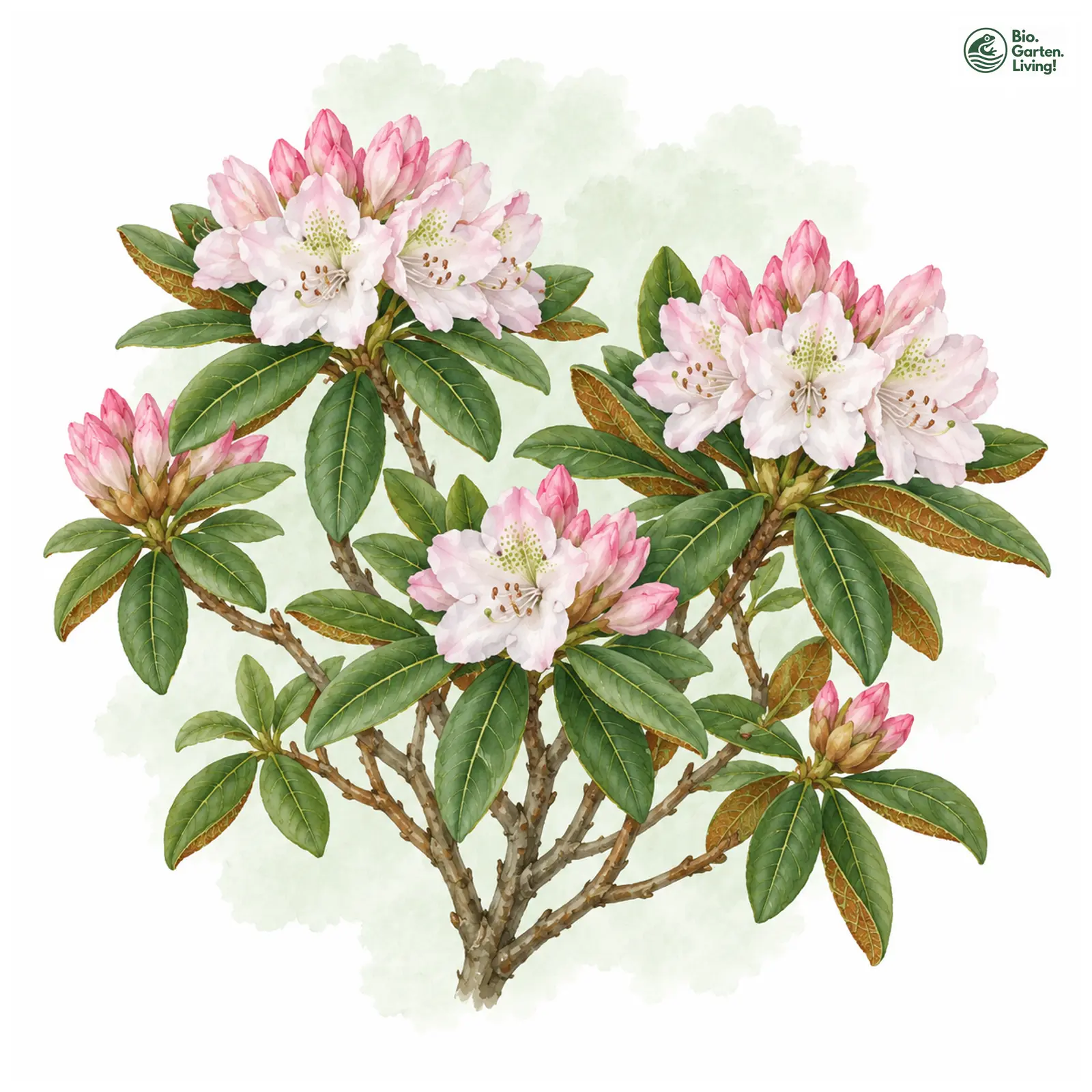 Aquarellzeichnung: Rhododendron minus (Rhododendron minus)