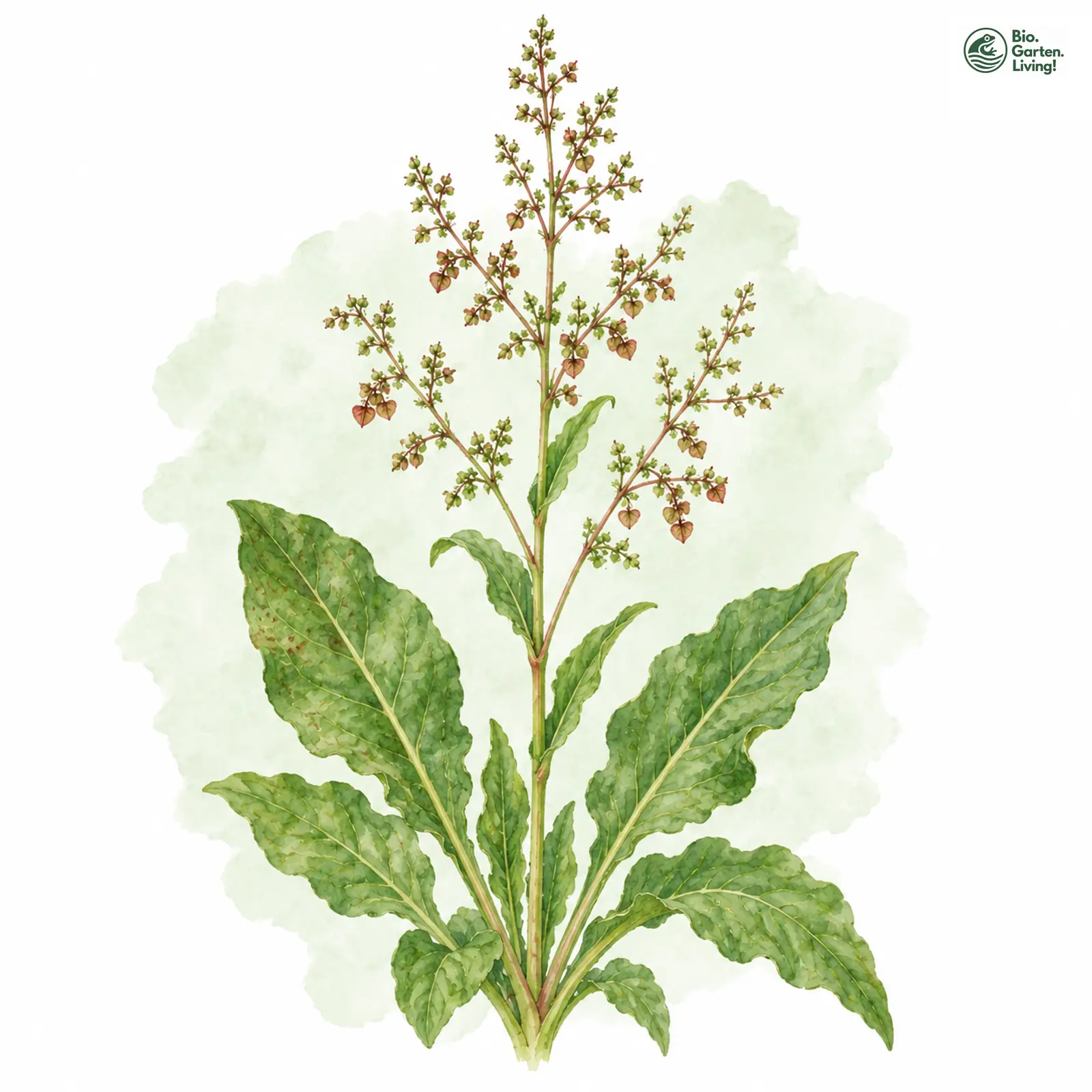 Aquarellzeichnung: Wiesen-Ampfer (Rumex pratensis)