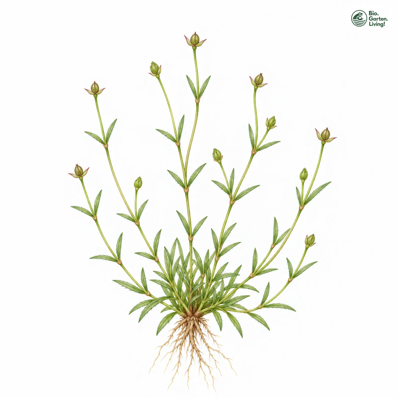 Aquarellzeichnung: Aufrechtes Mastkraut (Sagina micropetala)