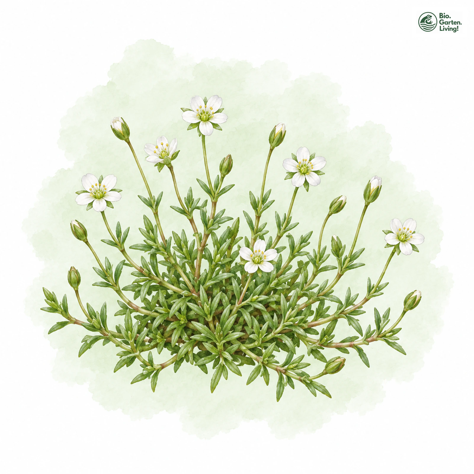 Aquarellzeichnung: Norman-Mastkraut (Sagina normaniana)