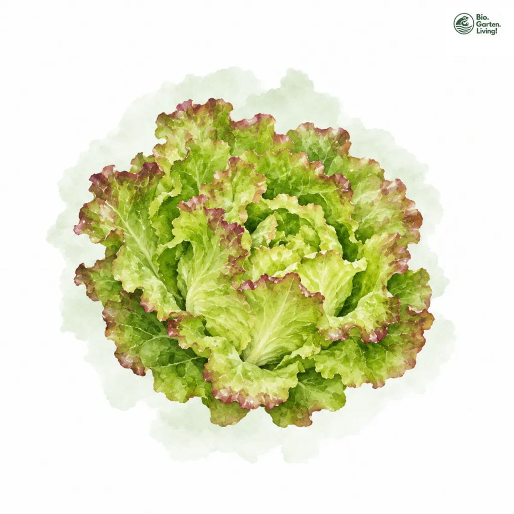 Aquarellillustration von Batavia (Lactuca sativa var. capitata)
