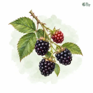 Aquarellillustration von Brombeeren (Rubus fruticosus agg.)