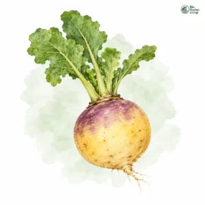 Aquarellillustration von Butterrüben (Brassica rapa subsp. rapa)