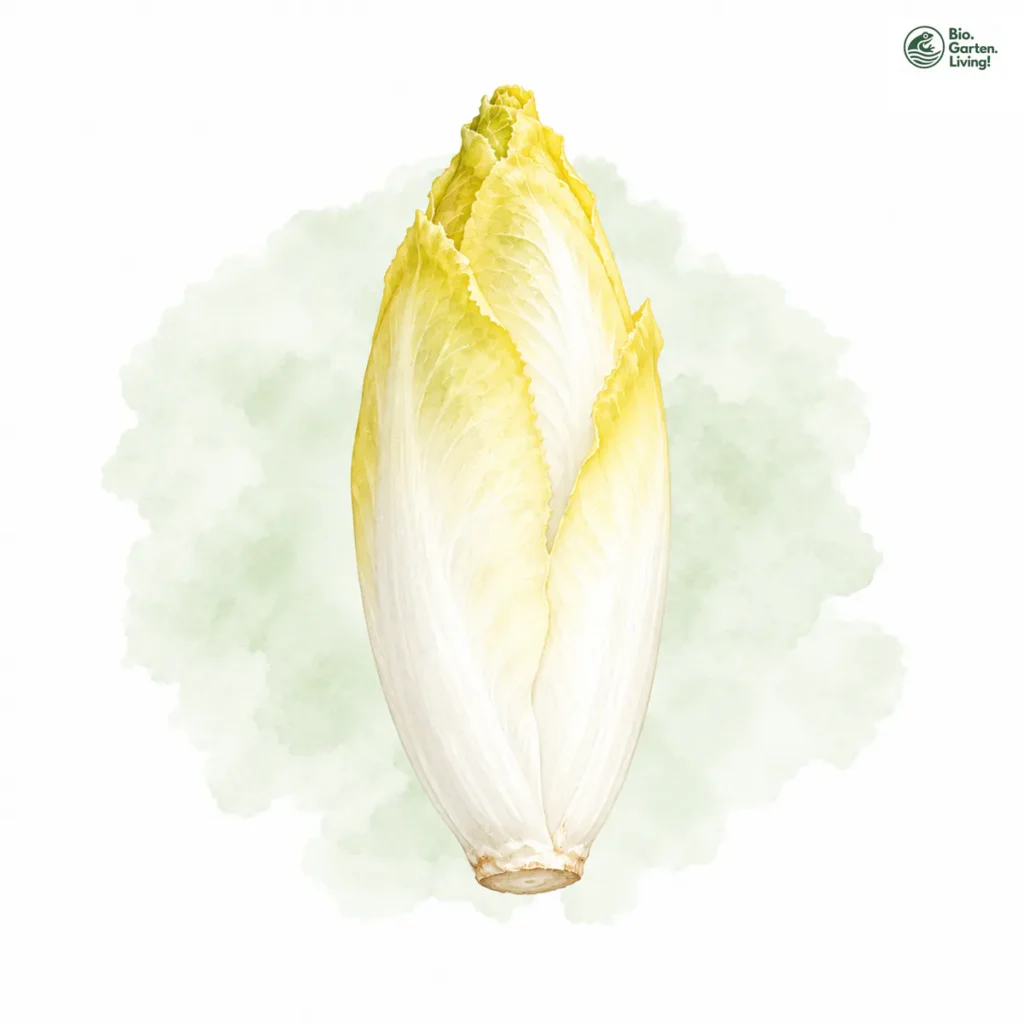 Aquarellillustration von Chicorée (Cichorium intybus var. foliosum)