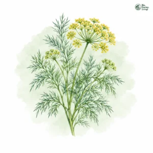 Aquarellillustration von Dill (Anethum graveolens)
