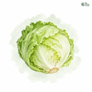 Aquarellillustration von Eisbergsalat (Lactuca sativa var. capitata)