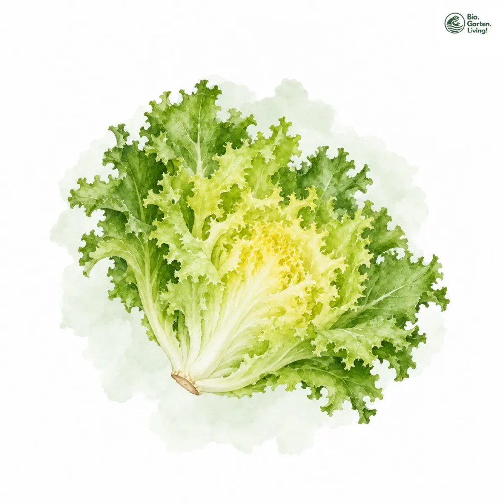 Aquarellillustration von Endiviensalat (Cichorium endivia)