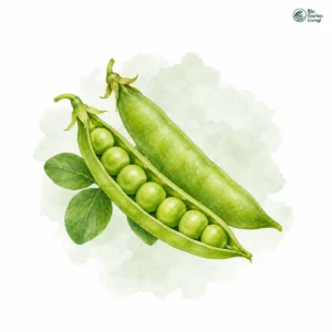 Aquarellillustration von Erbsen (Pisum sativum)