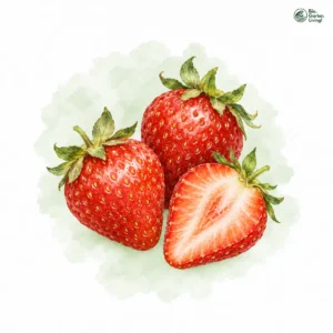 Aquarellillustration von Erdbeeren (Fragaria × ananassa)