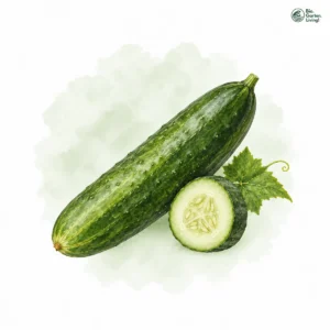 Aquarellillustration von Gurke / Salatgurke (Cucumis sativus)