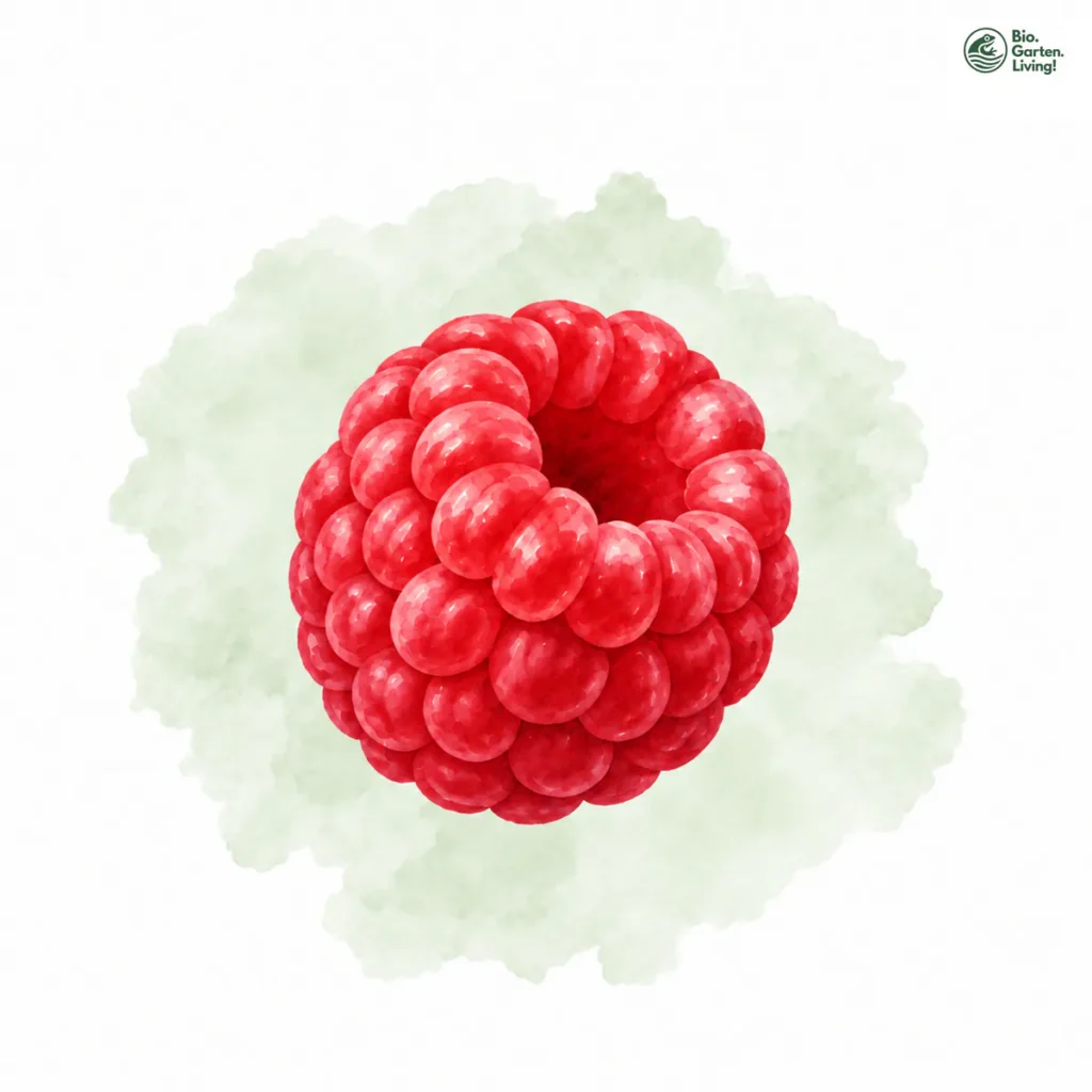 Aquarellillustration von Himbeeren (Rubus idaeus)