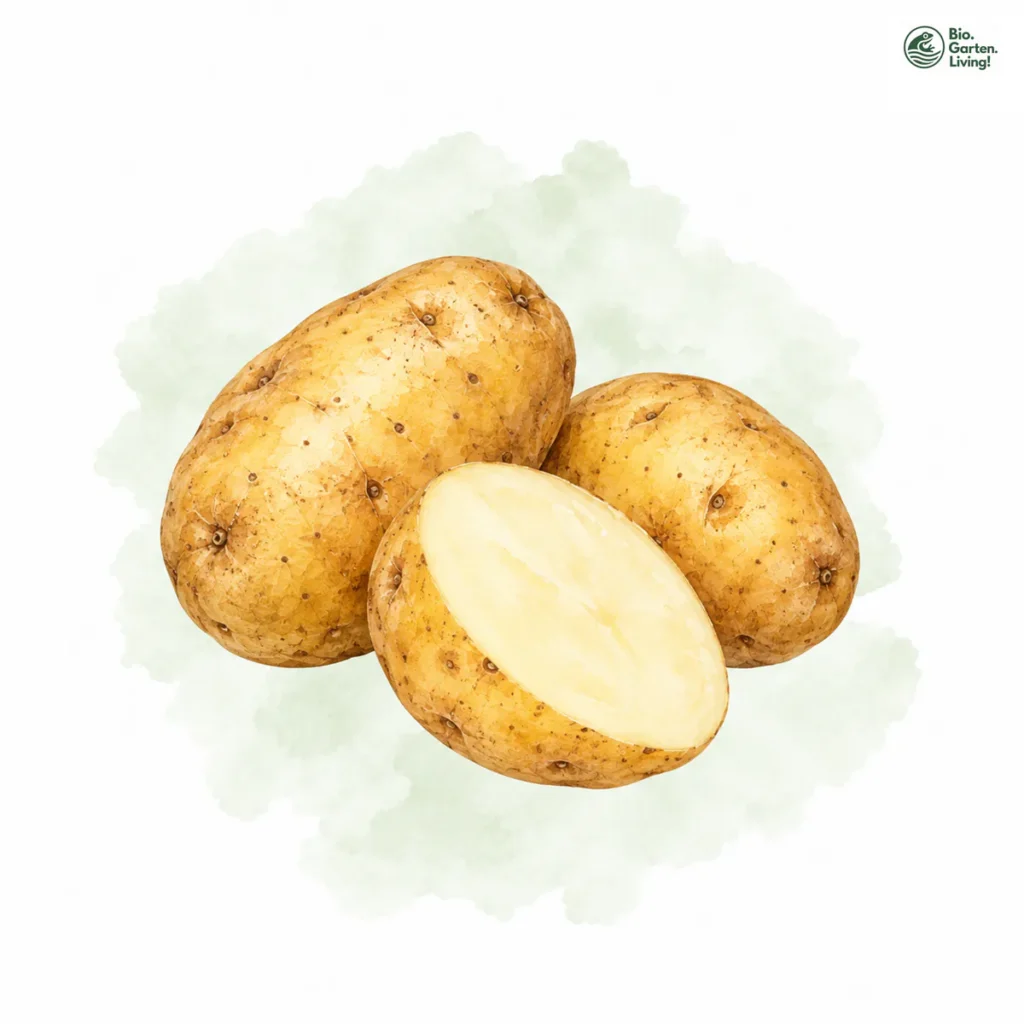 Aquarellillustration von Kartoffeln (Solanum tuberosum)