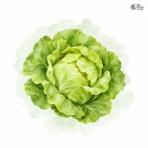 Aquarellillustration von Kopfsalat (Lactuca sativa var. capitata)