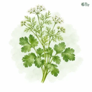 Aquarellillustration von Koriander (Coriandrum sativum)