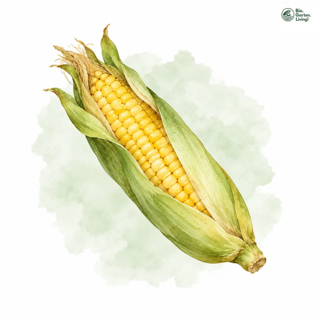 Aquarellillustration von Mais (Zea mays)