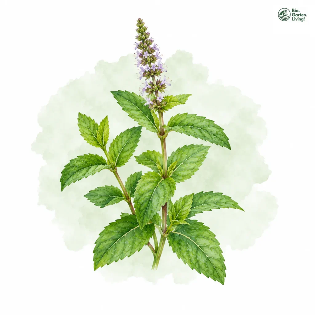 Aquarellillustration von Minze (Mentha spicata)