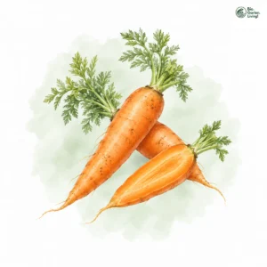 Aquarellillustration von Möhren / Karotten (Daucus carota subsp. sativus)