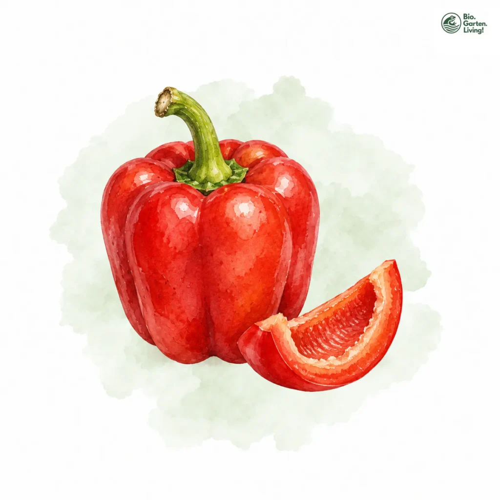 Aquarellillustration von Paprika (Capsicum annuum)