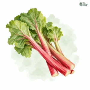 Aquarellillustration von Rhabarber (Rheum rhabarbarum)