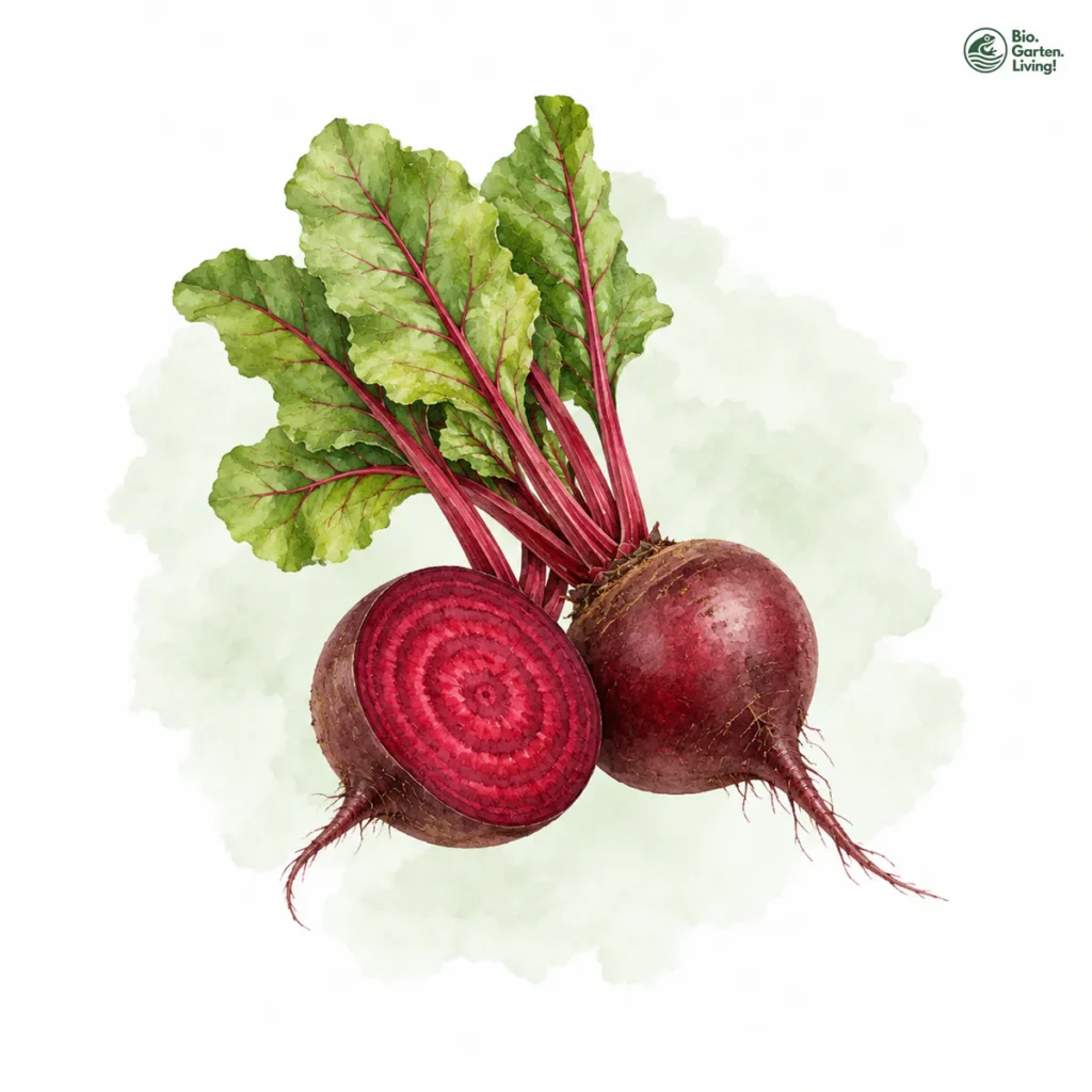 Aquarellillustration von Rote Bete (Beta vulgaris subsp. vulgaris)
